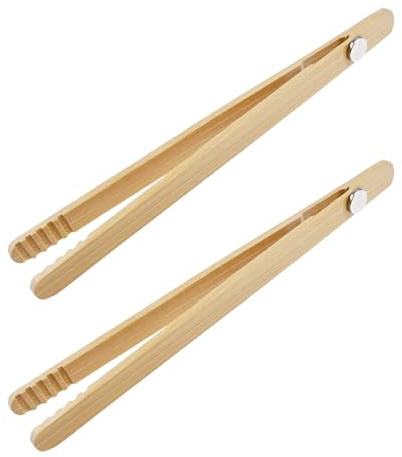 2 Pcs Toast Tongs, Magnetic Bamboo Toast Tongs, 7 Long Reusable Toaster Tongs, Durable and Stylish Kitchen Tool for Toaster, Fruits, Bread & Pickles, for Cheese Bacon Muffin Fruits Bread