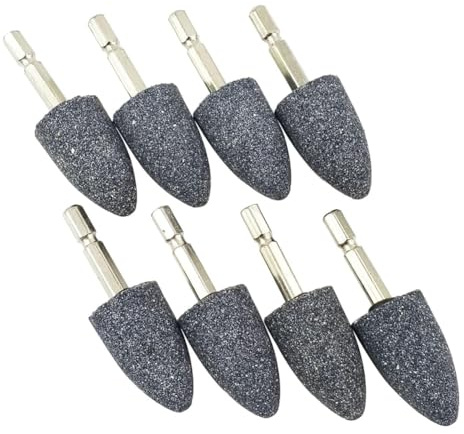 Qusedwey 8 Piezas de Piedra de Amolar en Forma de Cono - Vástago Hexagonal de 1/4 de Pulgada Punta de Amolar Montada en Piedra Abrasiva para Taladro de Herramienta Rotativa (25 Mm)