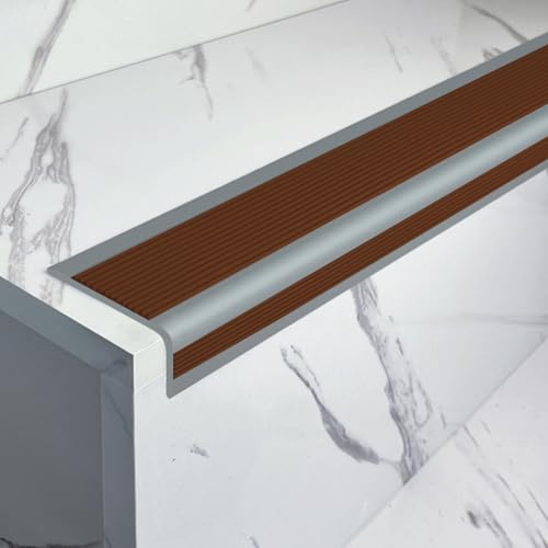 Treppenkantenprofil Selbstklebend, Treppenkantenprofil aus Pvc, Kantenschutz für Treppen Im Innen- und Außenbereich, Möbelschutz(Brown,6 * 3 * 1000cm/2.3 * 1 * 394in)