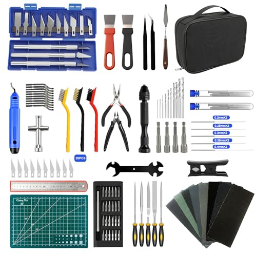 133 PCS 3D Printer Tools Kit, 3D Printing Tool Wrap Kit with Cleaning Tool, Deburring Tool, Tweezers,Ruler and Other Assembly/Removal Set, 3D Print Removing, Suitable for All 3D Printer Cleaning