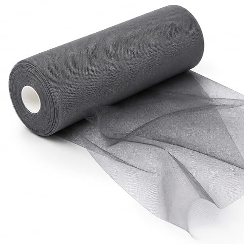 Tylltyg tyllrulle organza 30 cm x 92 m, tyllband bröllopsdekoration textilier tyg, tyll metervara organzatyger för gör-det-själv hantverk pom hantverk bågar festdekoration (grå)