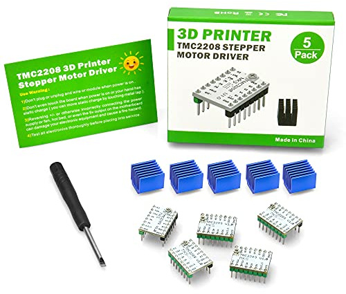 KOOKYE TMC2208 Stepper Motor Driver Stepstick Driver Module Carrier UART model with Heat Sink Screwdriver for 3D Printer Controller Boards (2208)