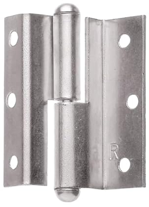 Gedotec Zimmertür-Scharnier gekröpft Türband Metall Möbel-Scharnier für Türen - H1919 | Kröpfung D 7,5 mm | Länge 50 mm | Stahl vernickelt matt | DIN Links | 1 Stück - Winkelband zum Schrauben