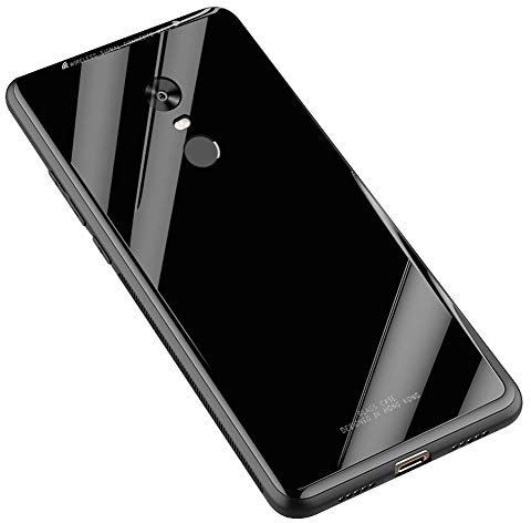 Kepuch - Carcasa de Cuarzo para Xiaomi Redmi 5 Plus/Redmi Note 5 - TPU Flexible + Carcasa Trasera de Vidrio Templado Funda para Xiaomi Redmi 5 Plus/Redmi Note 5 - Negro