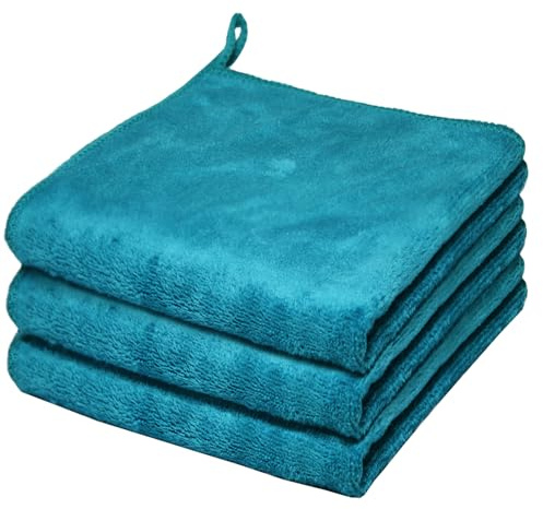 HIDMD Tissus démaquillants en Microfibre, Serviette Visage Démaquillante Réutilisable Microfibre Décapant Lavable Débarbouillette Douce 30cm x 30cm (30cmx30cm, Glace bleuex3)