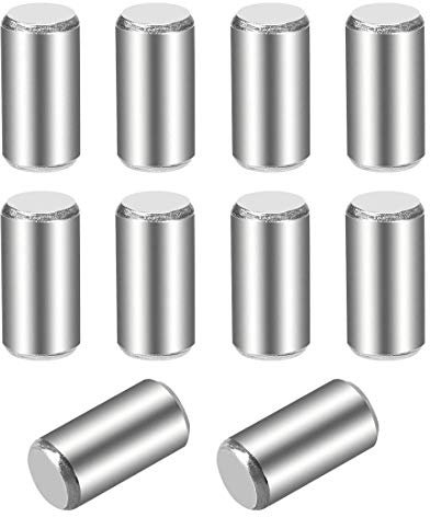 10 tasselli da 5 mm x 10 mm, in acciaio inossidabile, mensola cilindrica, supporto in pino fisso, elementi argentati