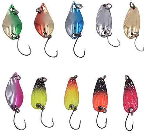 WENTS Cuillere Peche Truite Kit 10PCS Leurres de Pêche Cuillère - Pêche Métallique à Truite Brochet - Carnassiers Leurre pour Truite, Leurre pour Truite Fishing Kit Leurres à Truites de Pêche