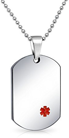 Bling Jewelry Typ-2-Diabetes Identifizierung Ärzte Medizinische Alarm-Id Hundemarke Anhänger Halskette Für Männer Edelstahl Mittel Benutzerdefinierte Eingraviert
