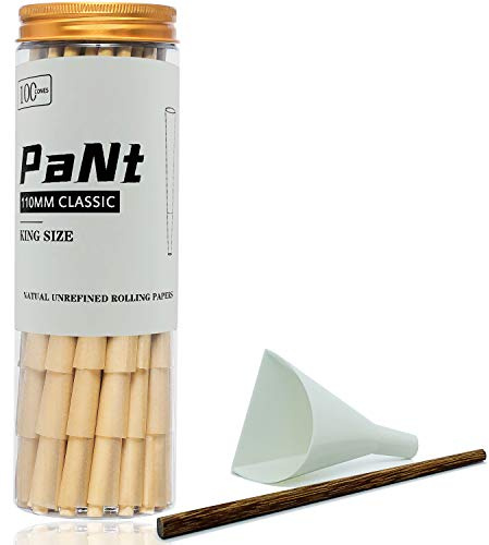 PaNt | 100 Pcs | 110 mm Conos pre enrollados de King Size | Papeles de liar Natural Cones con puntas y cargador de embudo y varilla para empujar