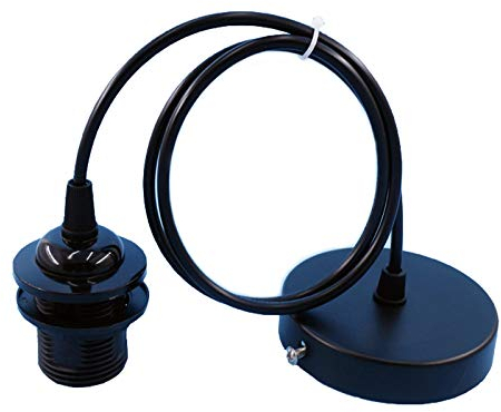 E27 Lampade a Sospensione Accessori, Retro Plafoniere Lampadario Titolare Accessori Con 100 mm Cavo, per Bar, Caffetteria, Negozio di Abbigliamento, Casa, Hotel (Nero)