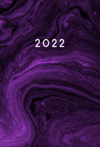 2022: Mini Kalender 2022 I A6 I 160 Seiten I 1 Woche auf 2 Seiten I Marmor Violett Lila