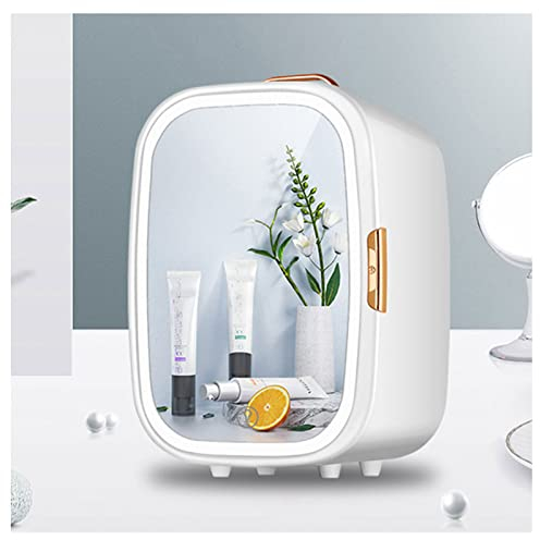 Yadlan Mini Réfrigérateur Cosmétique avec Miroir, 20 litres AC/DC Portable Skincare Frigo Thermoelectric Cooler and Warmer avec éclairage LED pour Chambre à Coucher Dortoir