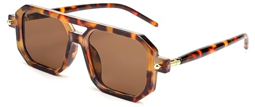 FEISEDY Retro 70er Jahre Sonnenbrille Damen Herren Vintage Flache Quadratische Brille mit UV400-Schutz B2622