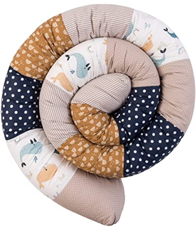 ULLENBOOM ® Baby Kuschelschlange 300x13 cm Wale (Made in EU) - Kuschelschnecke in vielen Farben und Größen, Bezug: 100% OEKO-TEX® Baumwolle, Nackenrolle, Motiv: Sterne