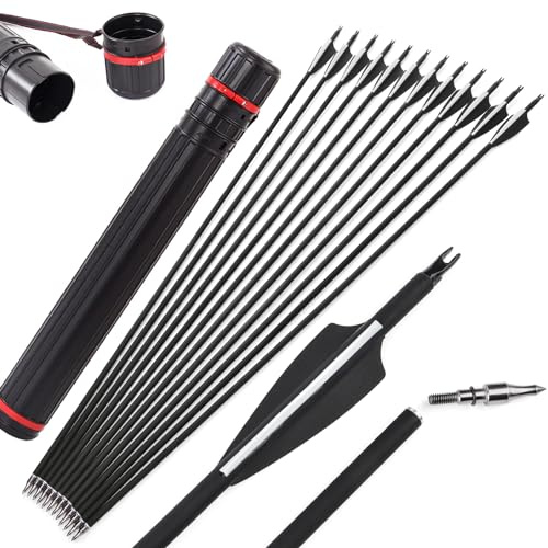 surwolf 30 Bågskytte Kolpilar 500 Spine Jaktpilar，Övningspilar, med 100 korn avtagbara tips för Archery Compound & Recurve båge