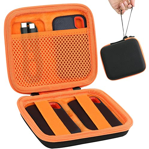 Aenllosi Estuche para SanDisk Extreme SSD Externo Portátil,Negro y Naranja | Compatible con Sandisk Portátil SSD SDSSDE30/Negro y Naranja/SDSSDE60, Interior Suave Protector, Solo Estuche Protector