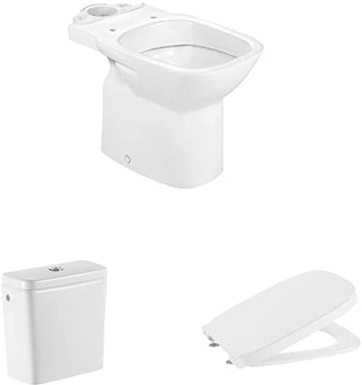 Roca,Debba,SQUARE - Inodoro completo con salida vertical (incluye taza, cisterna de alimentación lateral y tapa de Supralit®)
