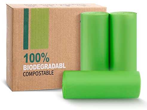 JENCENBIO Compost Bags, 5 Gallon, 20Liter, Extra Thick 0.78 Mils, Biodegradable Food scrap waste bags with US BPI ASTM D6400 and Europe OK Compost Home Certified