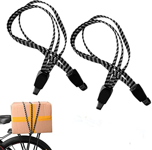 Generisch 2 Stück Fahrrad Spanngurt Gepäckträger Mit Haken 3 in 1 Spanngummi Flach Gepäckspanner Gurt Fahrrad Spanngurt Verstellbar für Gepäck, Motorrad und Fahrrad 75CM