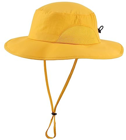Magracy Herren-Sonnenhut mit UPF 50+ breiter Krempe UV-Schutz Safari-Hut für Damen Angeln Wandern Gartenarbeit Gelb