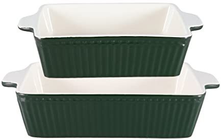 GreenGate Auflaufform Alice Grün Rechteckig 2er Set Keramik Pinewood Green Backform