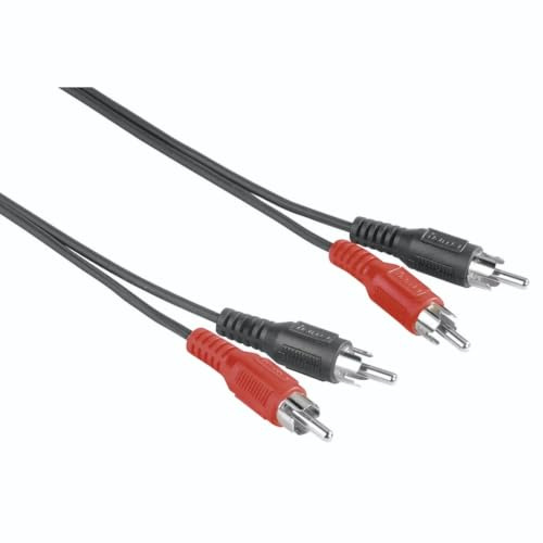 Hama 2x cinch-kabel – 2x cinch (korg, 5 m, RCA-anslutningskabel, RCA-kontakt, cinch stereo) svart/röd