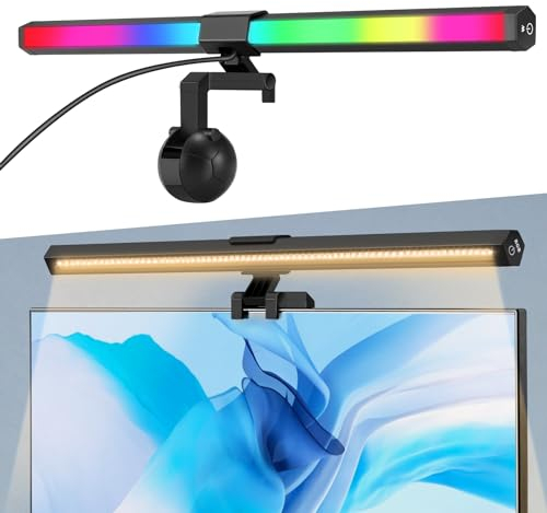 Anpro Computer-Monitorlampe Anti-Blaulicht Schreibtischlampen Einstellbare Helligkeit und Farbtemperatur mit 7 RGB für Büro Büro Heimarbeit