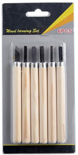 Bafnsiji Set di Intaglio del Legno, 6pcs Set di Utensili Professionali per l'intaglio del Legno, Utensili Professionali per l'intaglio a Mano, Coltello da Intaglio in Acciaio al Carbonio per Legno