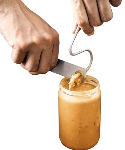 Bigwaves Peanut Butter Stirrer Tool, Fits 12-30 oz Jars, Stainless Steel Natural, Mixer for Various Organic Peanut Butter, Almond, Cashew, Sunflower or Jam (medium-sized)