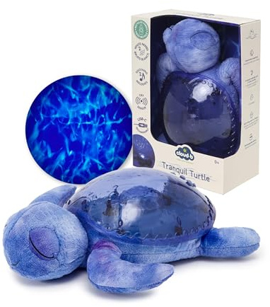 Cloud b | Nachtlicht mit Musik | Unterwasserprojektionen | 4 beruhigende Geräusche | Helligkeit einstellbar | Timer & Tränenmelder | Recycelter Stoff | Tranquil Turtle Rechargeable Ocean