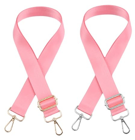 2 Stück Schultergurt für Taschen, Taschengurt 75-145cm, Gurt Riemen Nylon Segeltuch, Riemen Verstellbarer mit Metallkarabinerhaken, Schulterriemen für Handtaschen Damen Herren (Rosa)