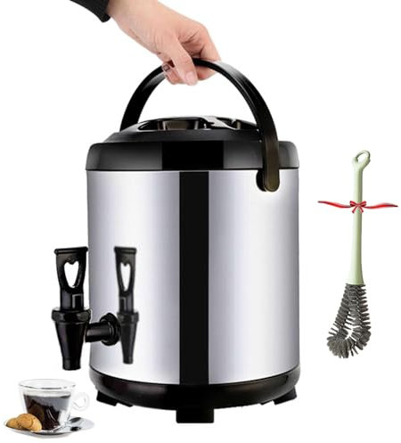 Usknxiu Edelstahl-Urne für heißes Wasser, tragbare Teeurne mit Wasserhahn, perfekt für heiße und kalte Getränke, Kaffee, Tee, Milch-Thermosbehälter, Heißwasserspender,10L