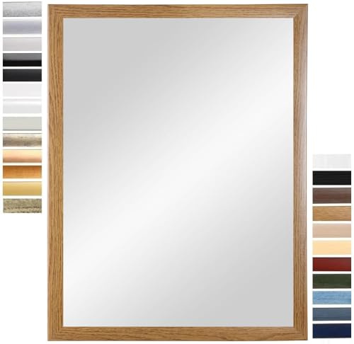 PrimeLuxe Wandspiegel 60 x 120 cm (Außenmaß) in Eiche Rustikal | Farbe und Größe wählbar | Ganzkörperspiegel | Bad & Flur Spiegel | mit Holz Rahmen | Made IN Germany