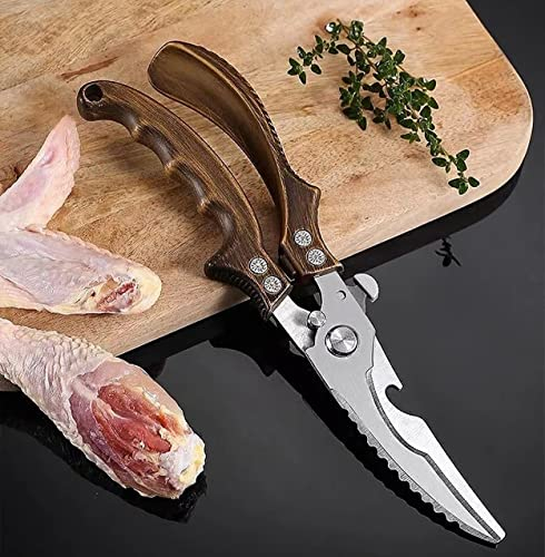Kitchen Poultry Shears, Chicken Scissors Bone Kitchen Shears,Duck Fish Cutter 4Cr Stainless Steel Fish Scissors Scale Cl (Bronze)