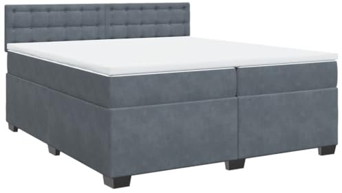 vidaXL Ramsäng med madrass mörkgrå 200x200 cm sammet