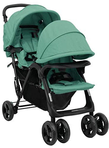 Willood Geschwisterwagen Tandem Kinderwagen Zwillingskinderwagen Grün Stahl