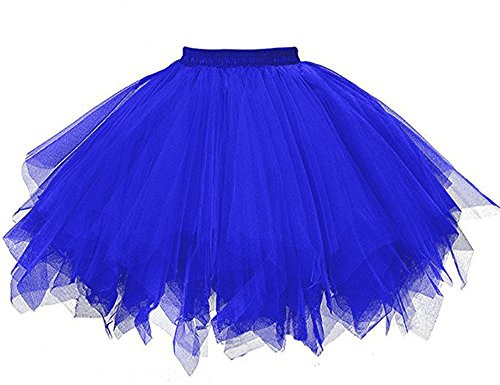 Karneval Tüllrock Damen Kurz Rock Hohe Taille Tutu Rock Tüllrock Petticoat 50er Puffy Tütü Minirock Reifrock Unterrock Tüll Underskir