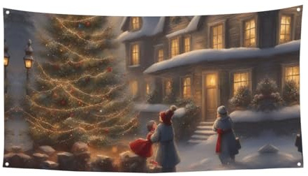 Cartel de poliéster con estampado de Feliz Navidad, decoración de fiesta, suministros de cumpleaños, decoración de interiores y exteriores