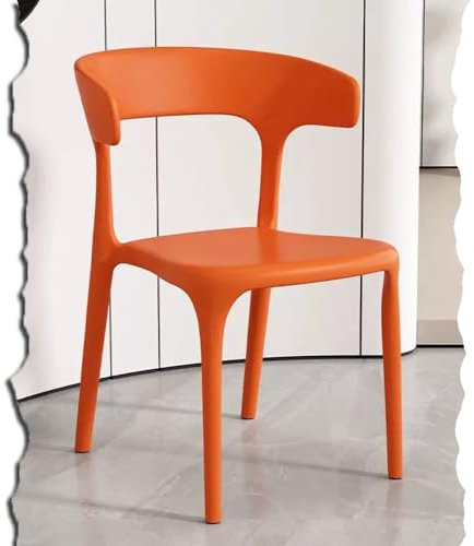 Bunte stapelbare Esszimmerstühle aus Kunststoff für den Außenbereich, Terrasse, Garten, Rasen, Bistro, Deck, armlos, Restaurant, Stapelstuhl, Barhocker, orange.