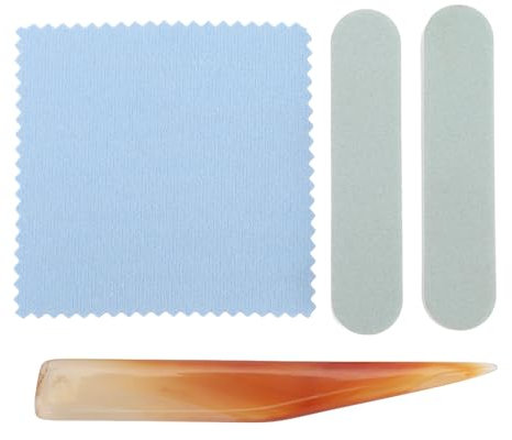 4 Pieces Jewelry Polishing Tools 12cm Buffing Stone Polish Sticks and Cleaning Cloth for Jewelry Gold Silver Metal Clay Crafts