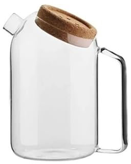 Jarras Agua Jarra de agua de vidrio creativa Tetera Botella de jugo fría resistente al calor con tapa de corcho Jarra de bebida de té helado de jugo Jarra de Té Helado(Grande)
