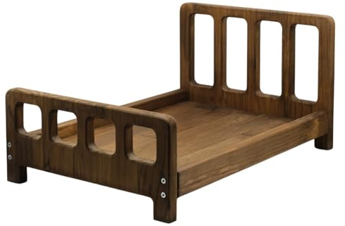 Newborn Photography Props Bed Prop Brown – Rustic Mini Wooden Bed for Baby Photography, Infant Photoshoot Posing Prop for Newborn Sessions