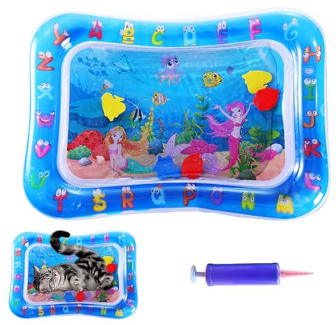 Aufblasbare, Wassergefüllte, Sensorische Matte Für Haustiere, Kühlende Matte Für Den Sommer, Verdicktes Interaktives Katzenspielzeug Mit Meeresdesign, Kühler Komfort (Mermaids)