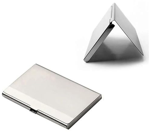 QAUUCP Visitenkartenetui Metallhalter Silber Box Edelstahl Business Wasserdichtes Kartenetui Namenskartenclip FüR MäNner & Frauen
