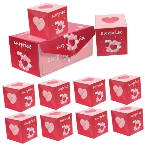 PACKOVE Valentinstag Hüpf Süßigkeitenbox Satz aus Papier mit Geschenkbox und Tragetasche Kreative Bunte Pralinenschachtel für Party und Geschenkverpackung