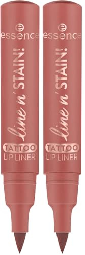 Essence Cosmetics Line N' Stain, Lápiz De Labios Tattoo, De Larga Duración, Definir, Efecto Tinte, Color Intenso, 2.5 ml (Paquete de 2)
