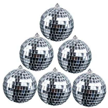HOLIDYOYO 6 Pezzi palla a specchio palla da discoteca luci per feste da ballo luce della sfera della discoteca decorazioni oggetti di scena del club festa delle palle sullo sfondo Argento