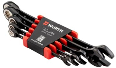Wuerth WURTH Conjunto Llaves Combinadas con Carraca 5 Piezas – Edición Limitada RW – 8/10/13/17/19mm – Acero Cromo-Vanadio – Mango Reversible – Alta Precisión