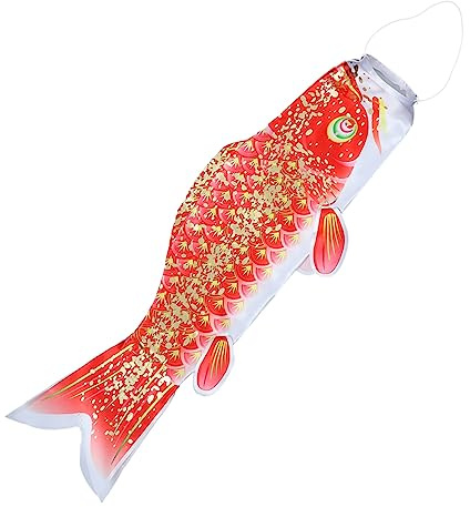 TOYANDONA Japanese Carp Windsock Flag Hanging Fish Windsock for Outdoor Garden Decoration 50cm Gold Red Foil Ornament Festival Home