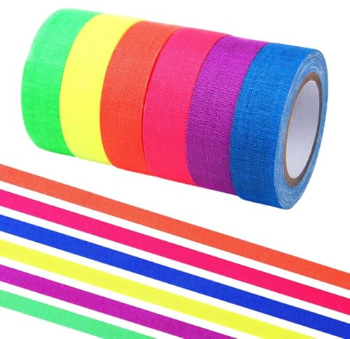 JUGUTA 6 Rollos De Cinta Adhesiva Fluorescente Para Decoración De Fiestas De Halloween, Manualidades (5 M X 1,5 Cm)
